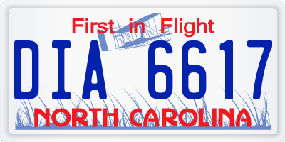 NC license plate DIA6617
