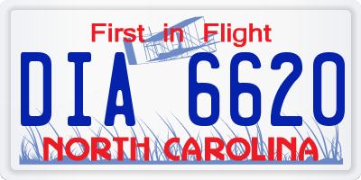 NC license plate DIA6620