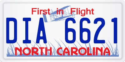 NC license plate DIA6621