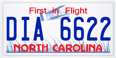 NC license plate DIA6622