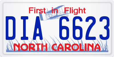 NC license plate DIA6623
