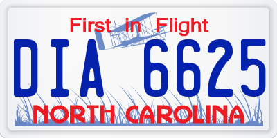 NC license plate DIA6625