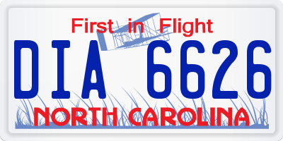 NC license plate DIA6626