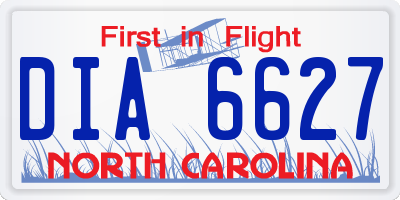 NC license plate DIA6627