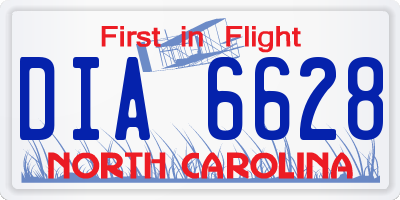 NC license plate DIA6628
