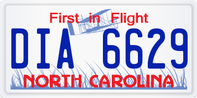 NC license plate DIA6629