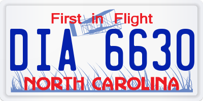 NC license plate DIA6630