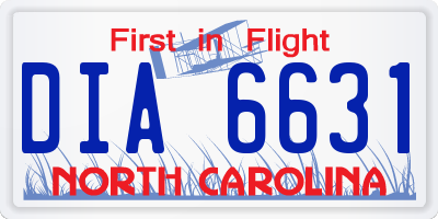 NC license plate DIA6631
