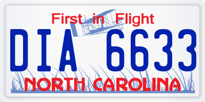 NC license plate DIA6633