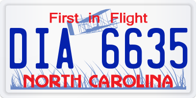 NC license plate DIA6635