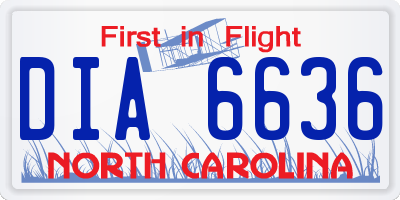 NC license plate DIA6636