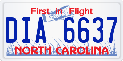 NC license plate DIA6637