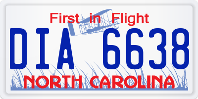 NC license plate DIA6638