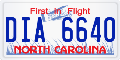 NC license plate DIA6640