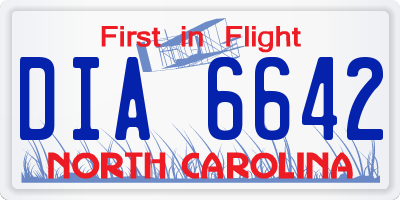 NC license plate DIA6642