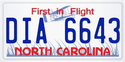 NC license plate DIA6643