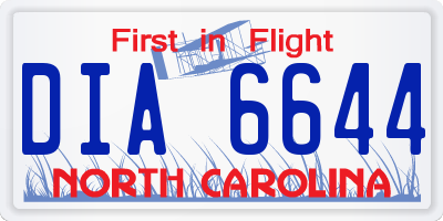 NC license plate DIA6644