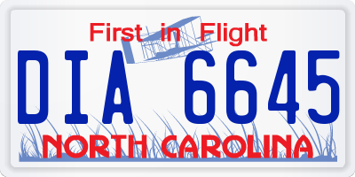 NC license plate DIA6645