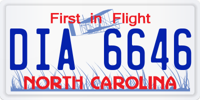NC license plate DIA6646