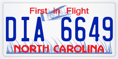 NC license plate DIA6649