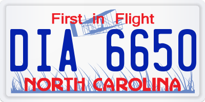 NC license plate DIA6650