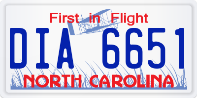NC license plate DIA6651