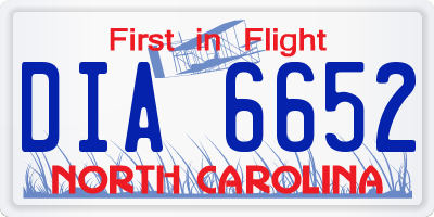 NC license plate DIA6652