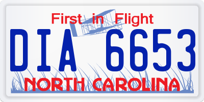 NC license plate DIA6653