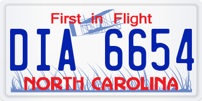 NC license plate DIA6654