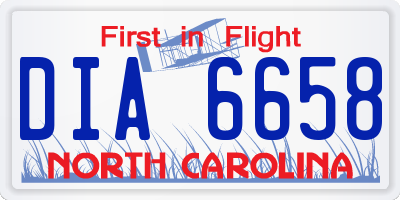 NC license plate DIA6658