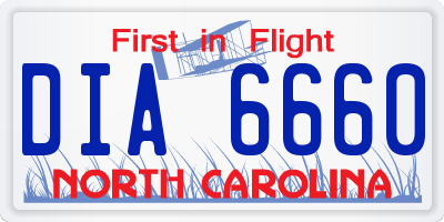 NC license plate DIA6660
