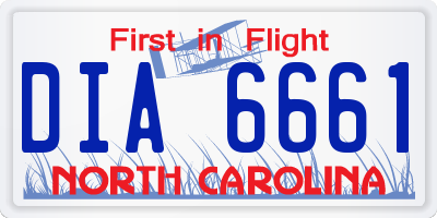 NC license plate DIA6661