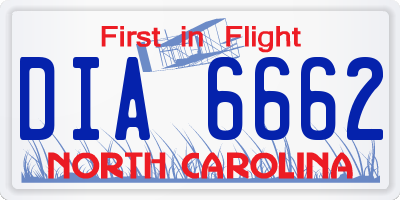NC license plate DIA6662