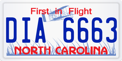 NC license plate DIA6663
