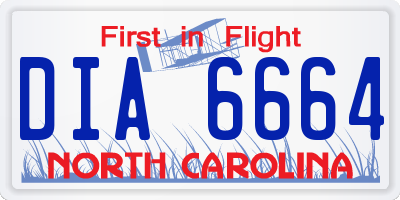 NC license plate DIA6664