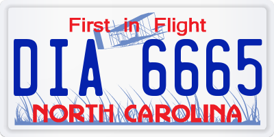 NC license plate DIA6665