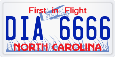 NC license plate DIA6666