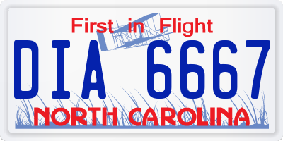 NC license plate DIA6667