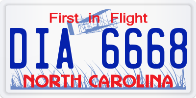 NC license plate DIA6668