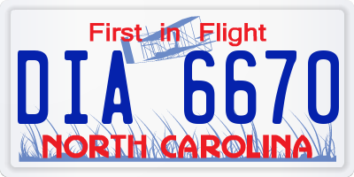 NC license plate DIA6670