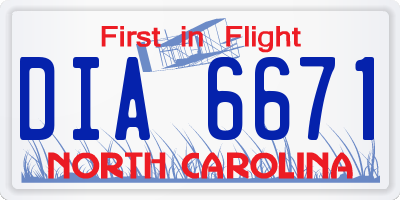 NC license plate DIA6671