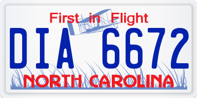 NC license plate DIA6672