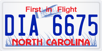 NC license plate DIA6675