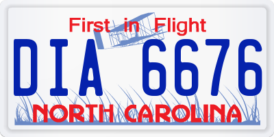 NC license plate DIA6676
