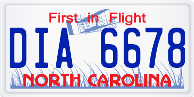 NC license plate DIA6678