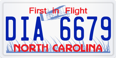 NC license plate DIA6679