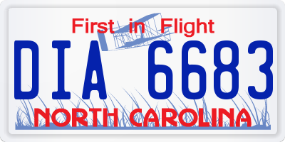 NC license plate DIA6683