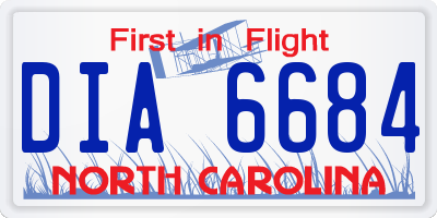 NC license plate DIA6684
