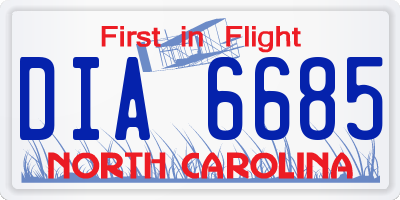 NC license plate DIA6685