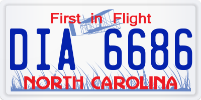 NC license plate DIA6686
